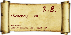 Körmendy Elek névjegykártya